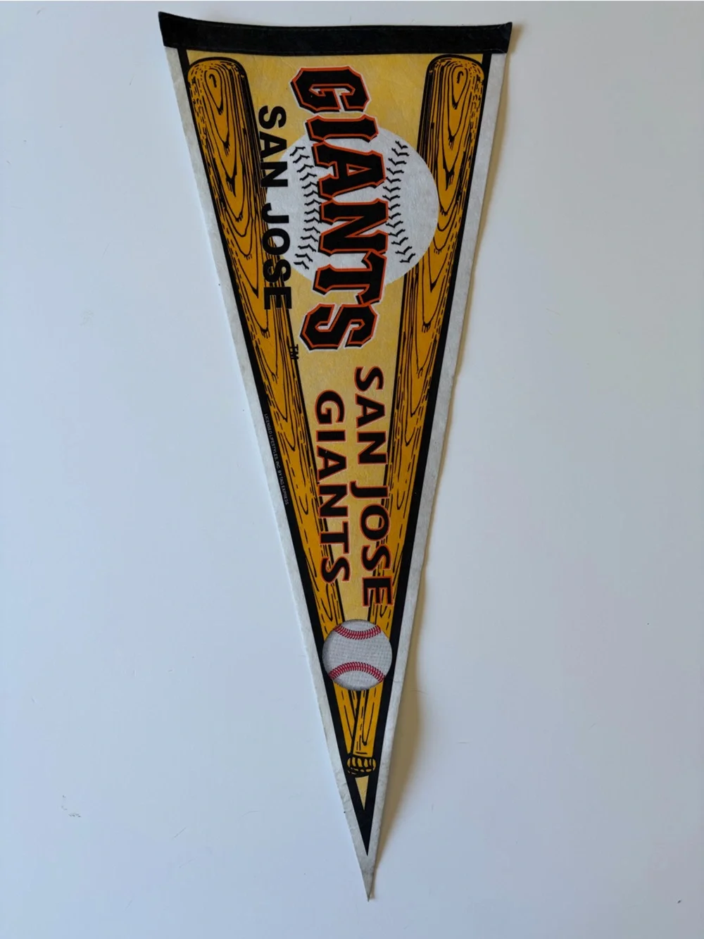 San Jose Giants Vintage Felt Team Pennant Yellow and Black Sports Home Decor